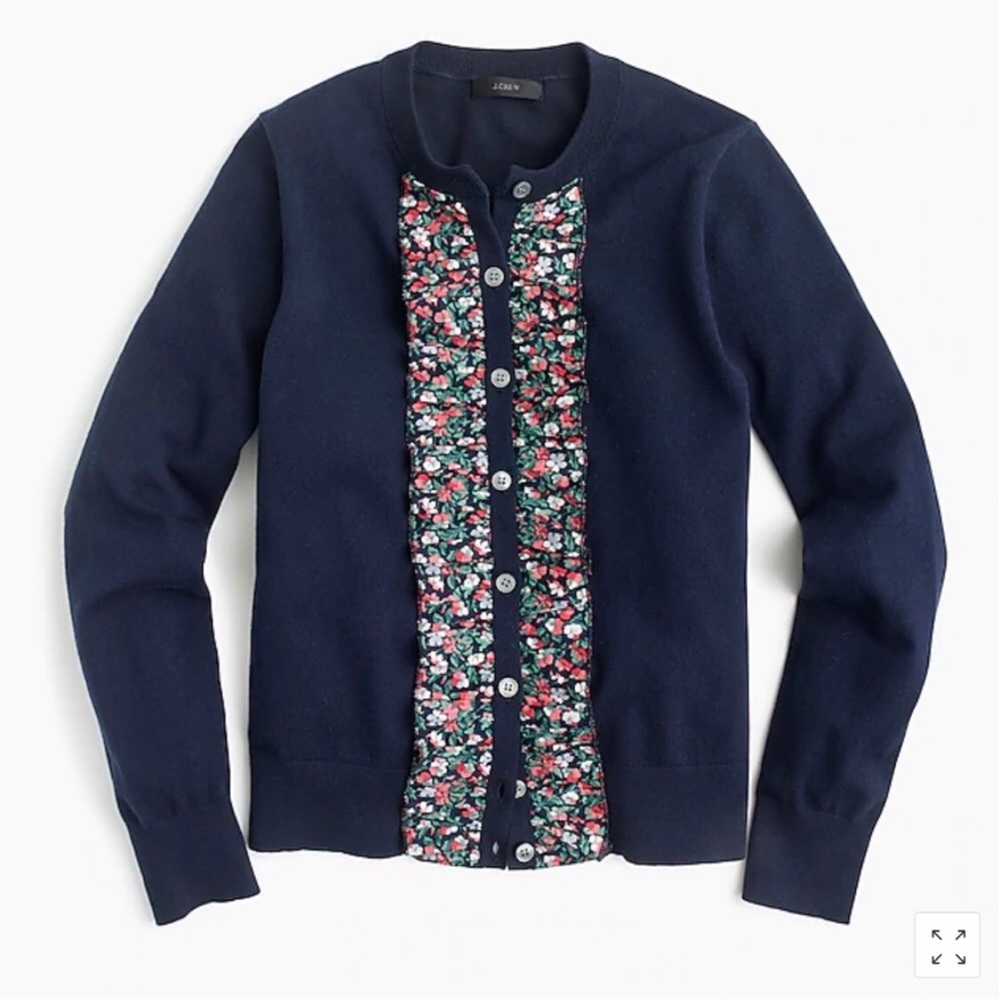 J. Crew Jackie Cardigan with Liberty Floral Ruffle